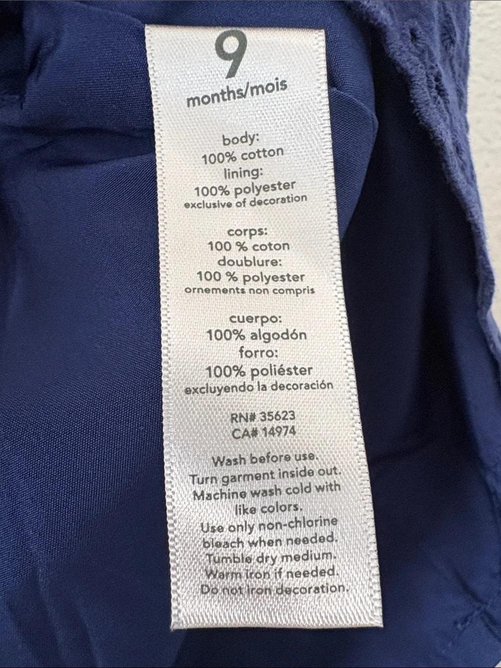 Carter's Royal Blue Eyelet Cotton Dress